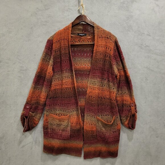 Relativity Womens Open Knit Cardigan Roll Tab Sleeve Cozy Tunic Stretch Size XL‎ - Picture 1 of 5